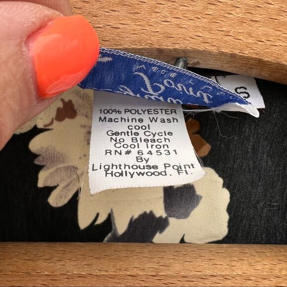 Vintage 80s 90s Lighthouse Point navy floral boxy two button blazer SMALL - Picture 5 of 5